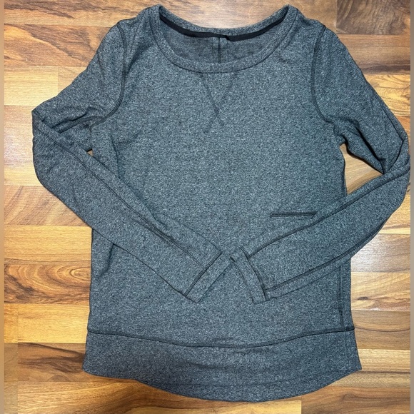 Lululemon Exhalation Pullover II Heathered Speckled Black Sweatshirt Size 6 - Picture 4 of 9